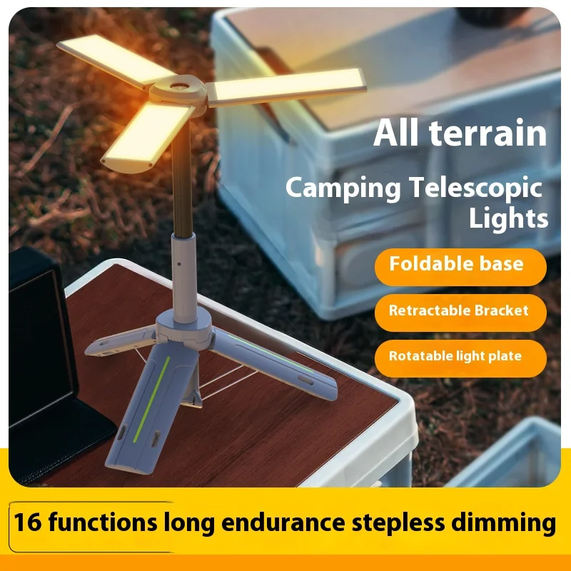

Rechargeable Folding Camping Light Portable Outdoors Telescopic Lanterns Waterproof With Triangle Stand Emergency & Work Light