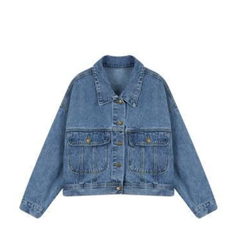 

Denim Jacket Women Jean Coat 2023 Spring Autumn Period Korean Turn-down Collar Casual Chic Single Breasted Classic Fashion