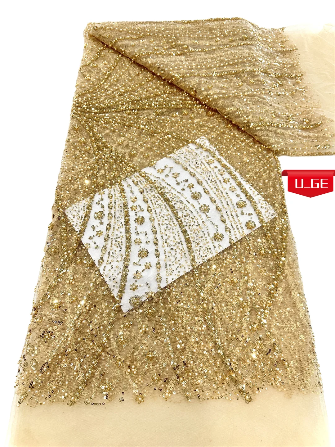 

Factory Offers 2025 Latest Delicate Elegant BestQuality Soft Sequin Lace With Stones fabric For Party Evening Dress U_Ge3815