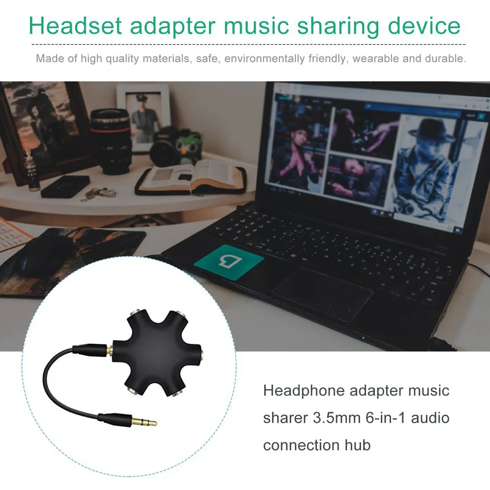 Mobile Phone 1 Male to 5 Female Headphone Port 3.5 Jack Earphone Splitter Audio Splitter Audio Cable Splitter Share Adapter