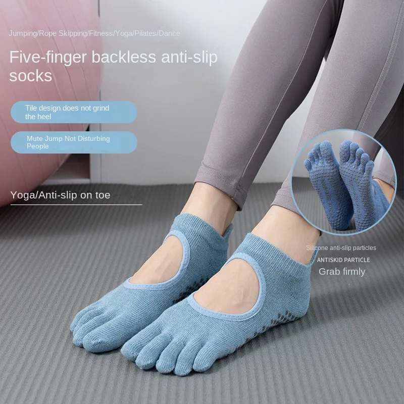 Backless Yoga Socks Non-Slip Sports Pilates Rope Skipping Socks Four Seasons Toesox Flat