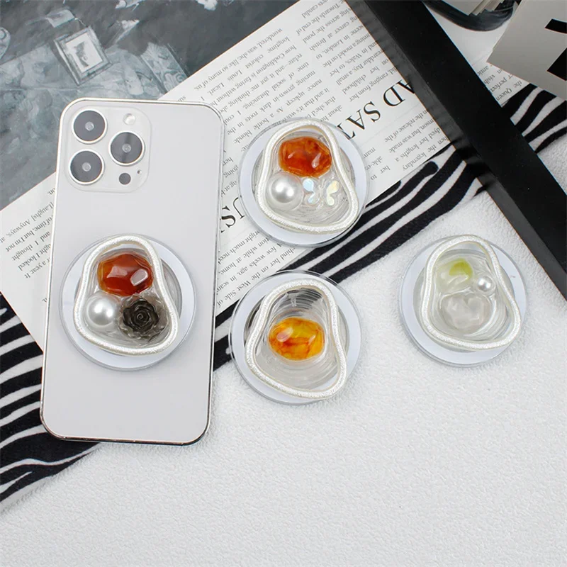 BOHO 나비매듭 진주 범용 마그네틱 휴대폰 그립 톡, 아이폰 15 용 거치대 맥스탠드, 맥세이프용 스탠드 거치대