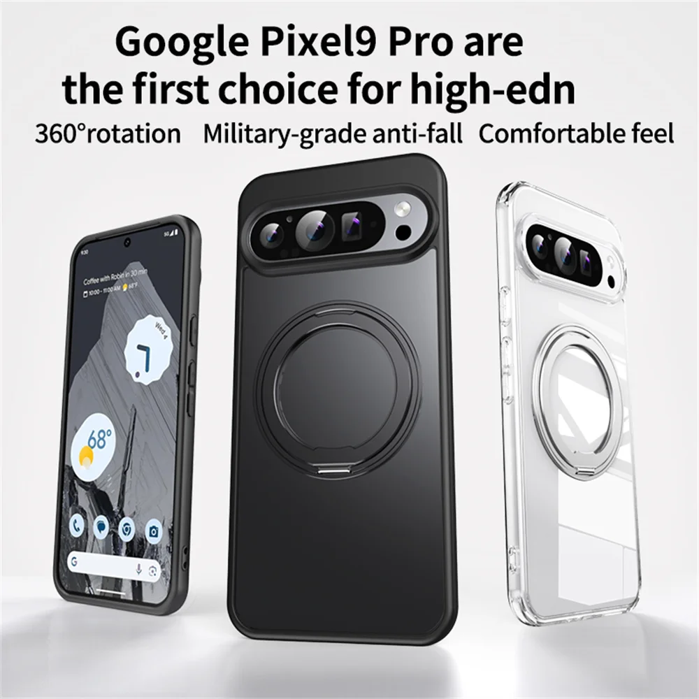 360 ° drehbarer Ständer magnetische Telefon hülle für Google Pixel 9 8a 8 pro xl Luxus Metall Klapp halterung stoß feste Schutzhülle