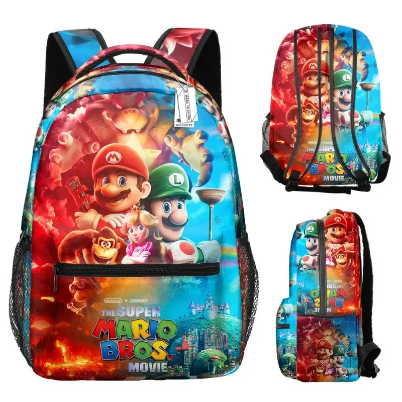 Super Marios Bros Backpack Girls Boys Schoolbag Large Capacity Double Sided Printing School Rucksack Cartoon Laptop Bags Mochila