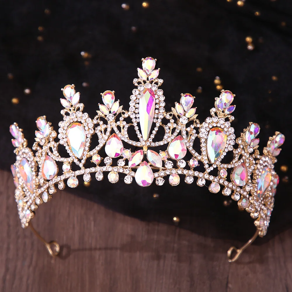 AB Colors Tiaras and Crowns for Women Bride Headdress Wedding Crown Hair Jewelry Princess Party Birthday Daidem Accessories