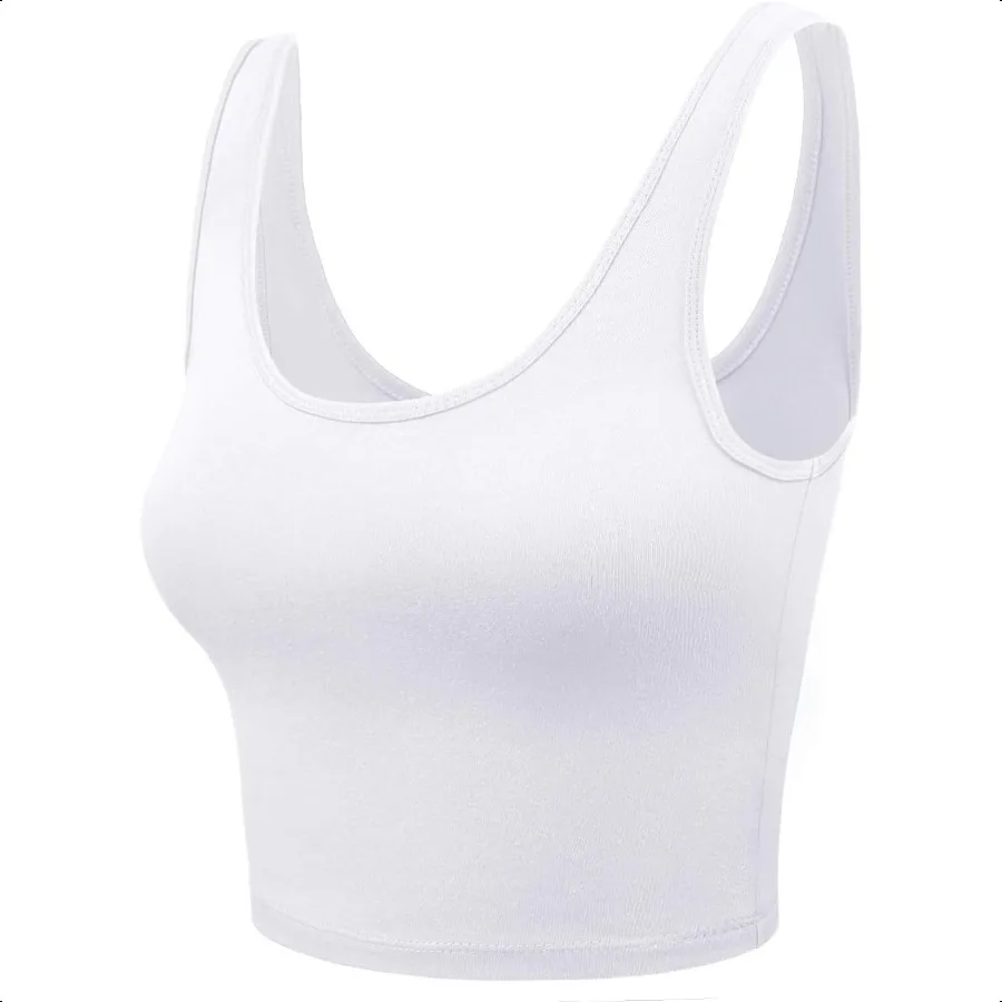 Damen Ärmelloses Racerback Crop Tank Top Cami Rücken U-Ausschnitt Shirts