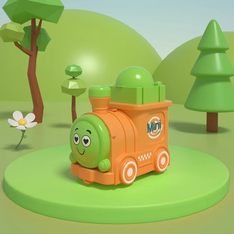 

Children's cartoon toys, cute and fun, small locomotive, press car