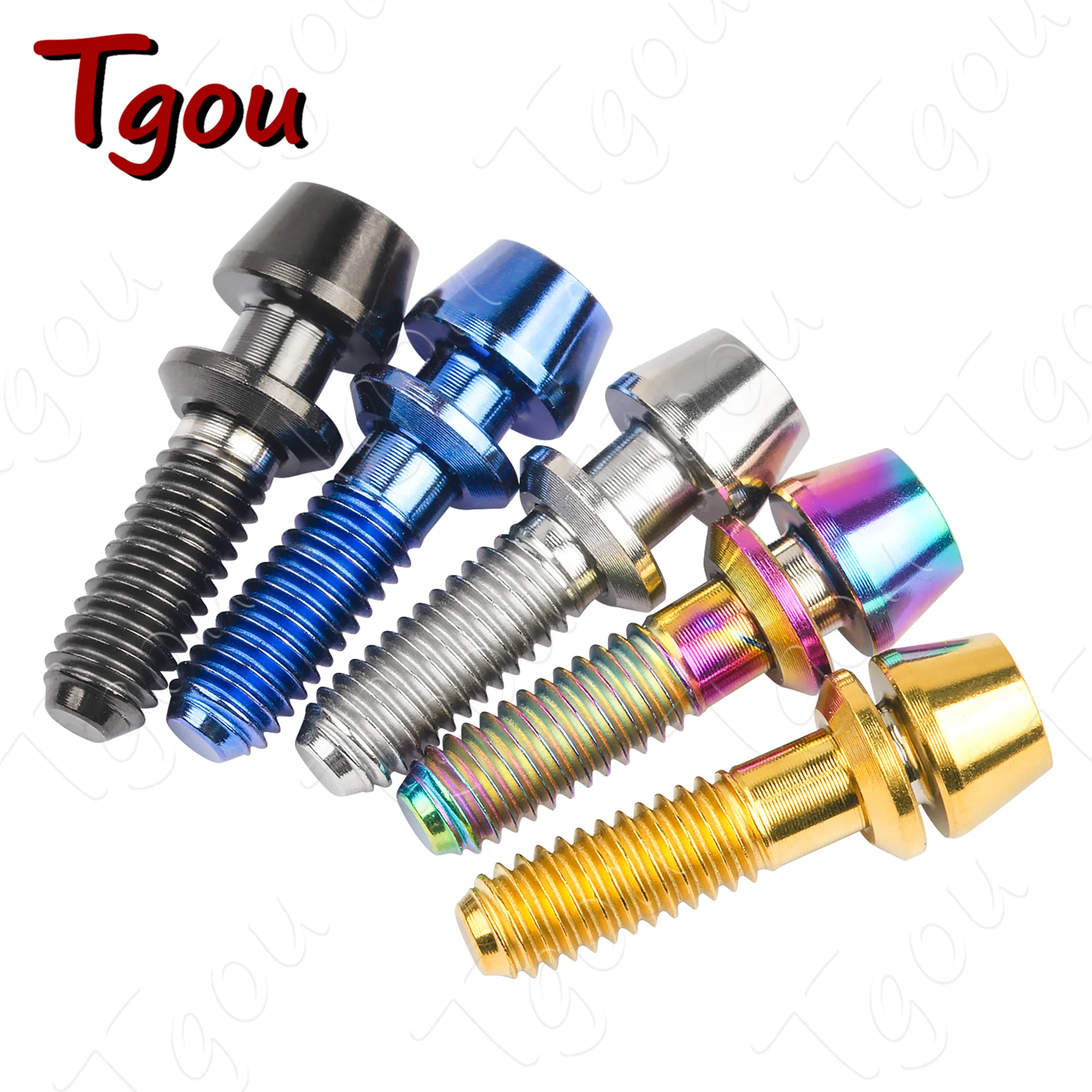 Parafuso de Titânio Tgou M4x15.3mm com Chave Allen e Arruelas para Haste de Bicicleta Ritchey C260 - 8 Peças