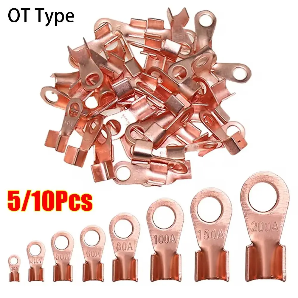 5/10Pcs OT Type OT Wire Nose Terminal Crimp Copper 10A-400A OT Cable Connector Kit Bolt Hole 1.5-16mm2 OT Lugs Ring Crimp