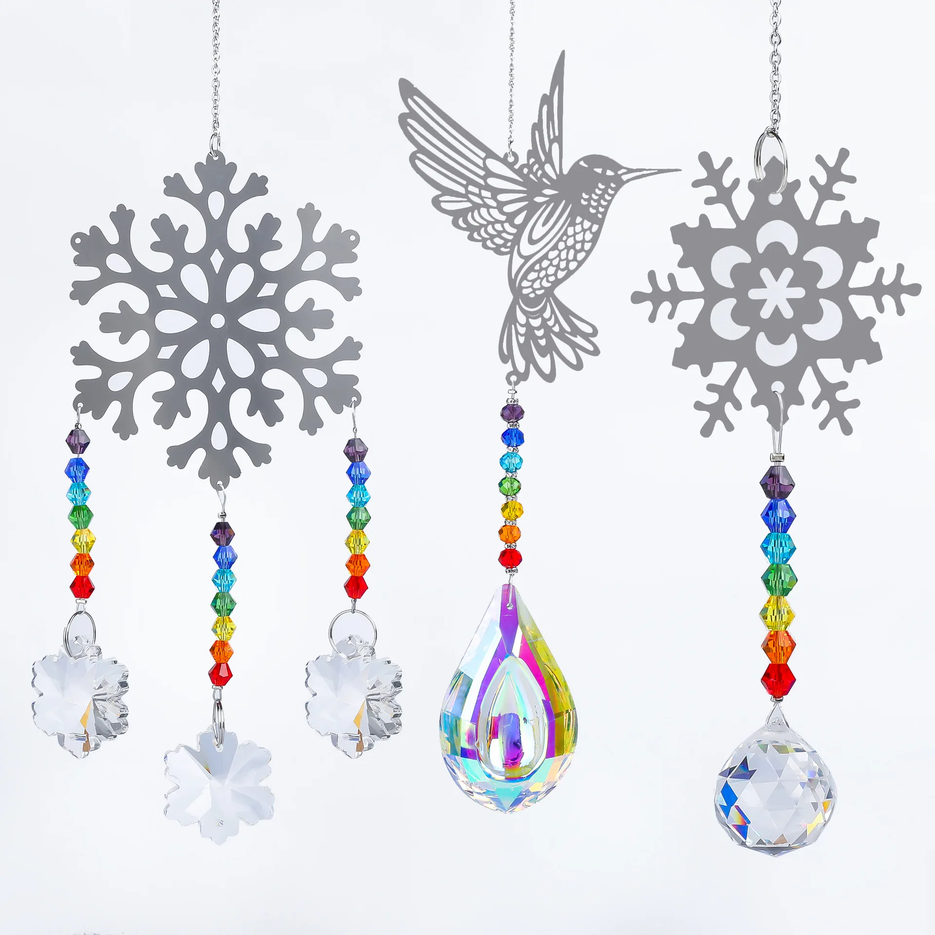 Tree of Life Suncatcher Crystal Rainbow Catcher Garden Decoration Rainbow Maker Silver Prism Window Pendant 2023 Xmas Gift New