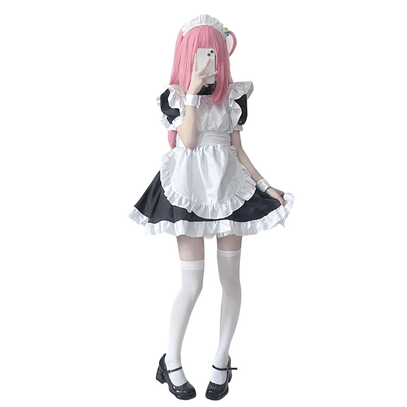 Gotou Hitori Cosplay Anime Bocchi The Rock Gotou Hitori Cosplay Kostüm Sexy Maid Uniform Kleid Perücke Frauen Halloween Kostüme