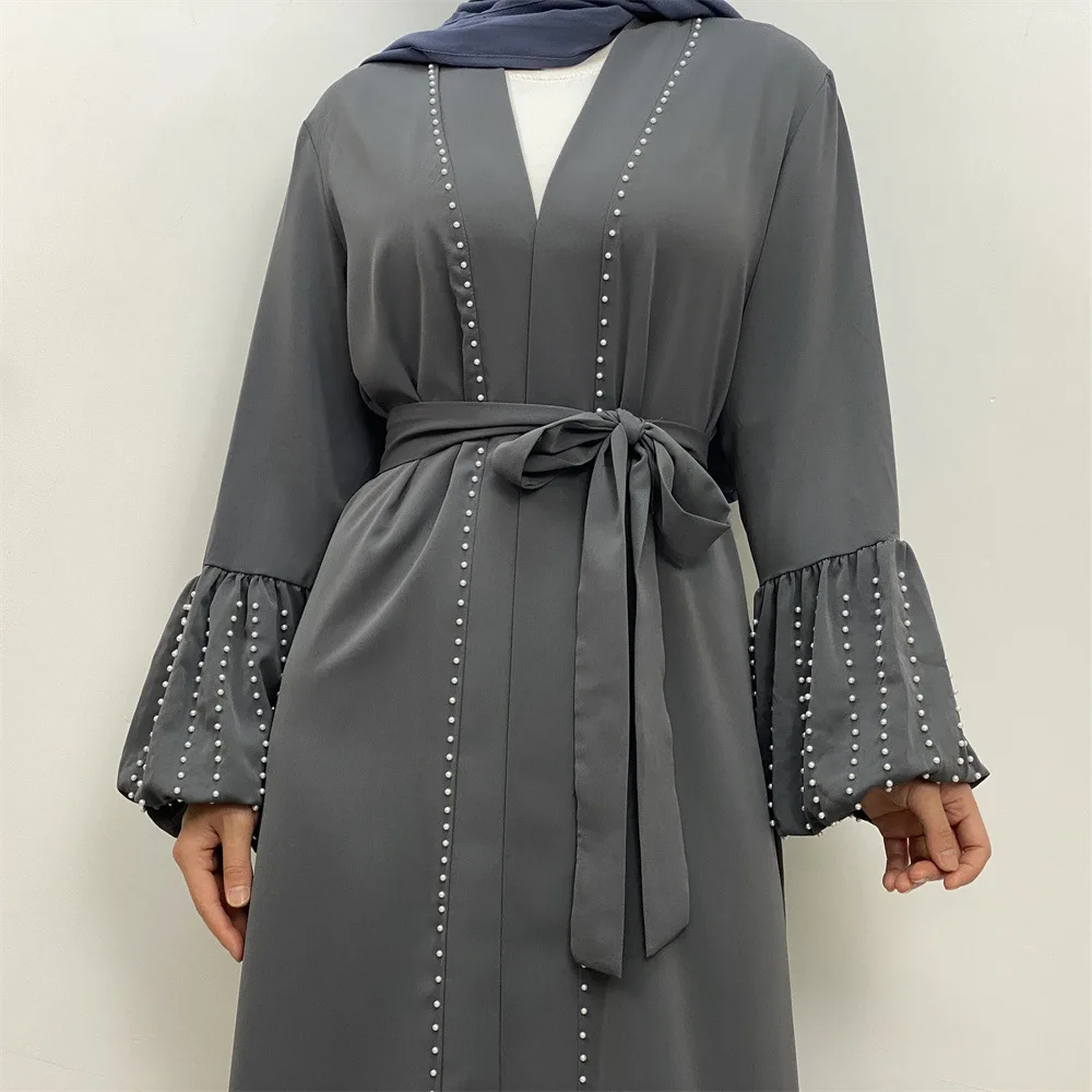 

Ramadan Beaded Abaya Dubai Turkey Kaftan Muslim Dress Women Kimono Cardigan Modest Robe Femme Caftan Eid Djellaba Islam Jalabiya