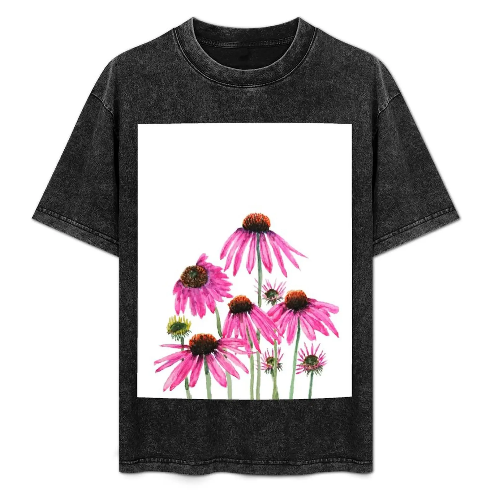 

hand painted pink purple coneflower watercolor T-Shirt Work Casual Loose Fit T-Shirt