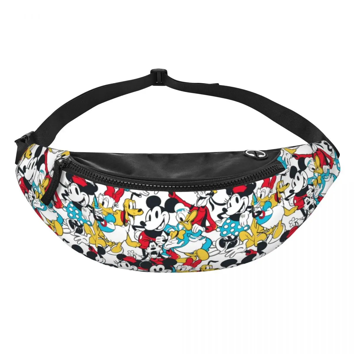 Custom Mickey Mouse Donald Duck Cartoon Fanny Pack Women Men Crossbody Waist Bag for Travel Cycling Phone Money Pouch