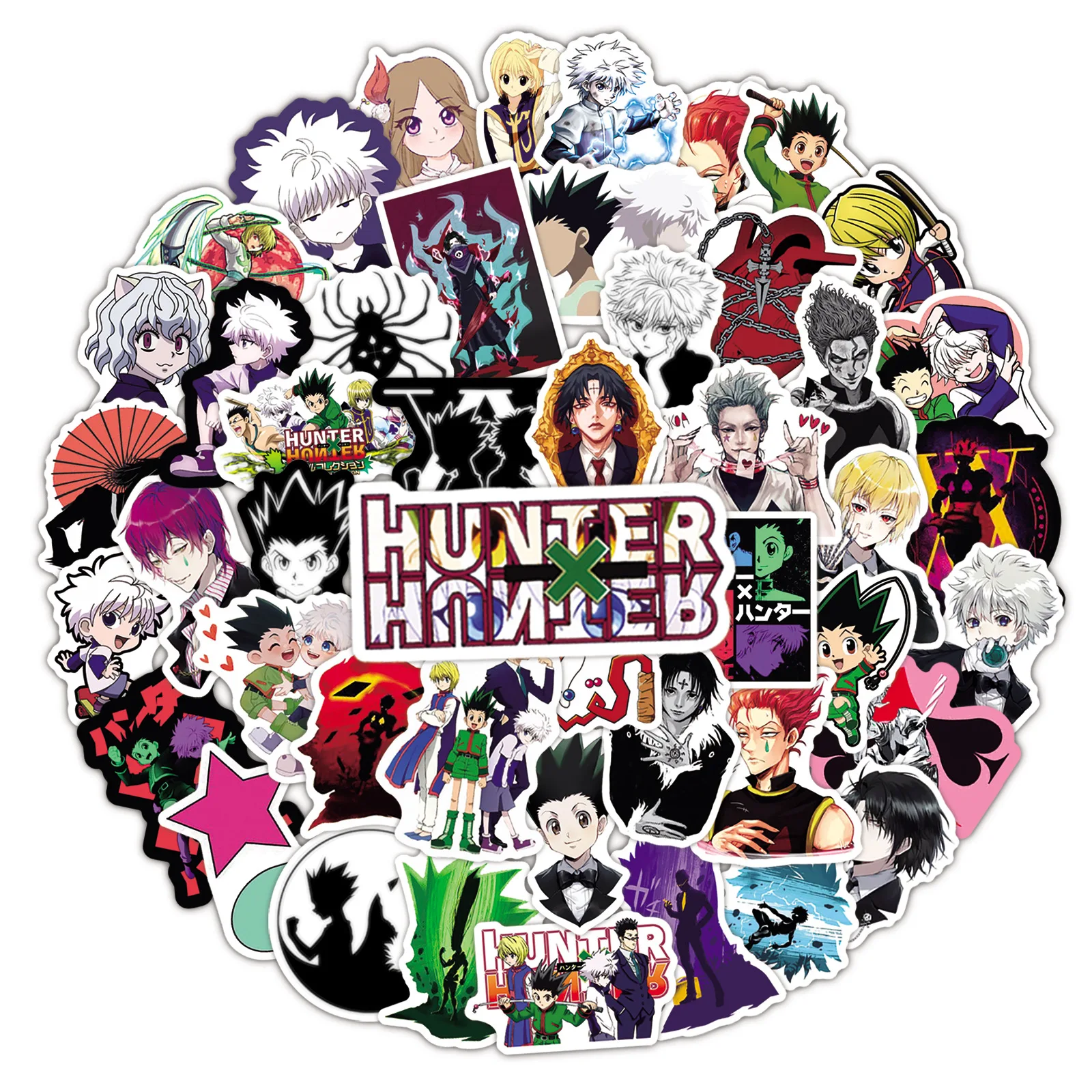 50Pcs Hunter x Hunter Gadget Decals - Waterproof  Vinyl Stickers to Customize Phones Laptops, and Tablets - Anime Fan Tech