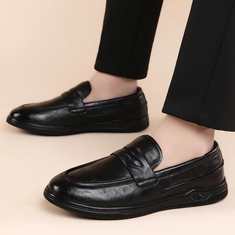 

High Quality Men's Comfortable Casual Formal Wear New Business Leather Shoes Spring New Men's Breathable Le Fu Loafers Shoes