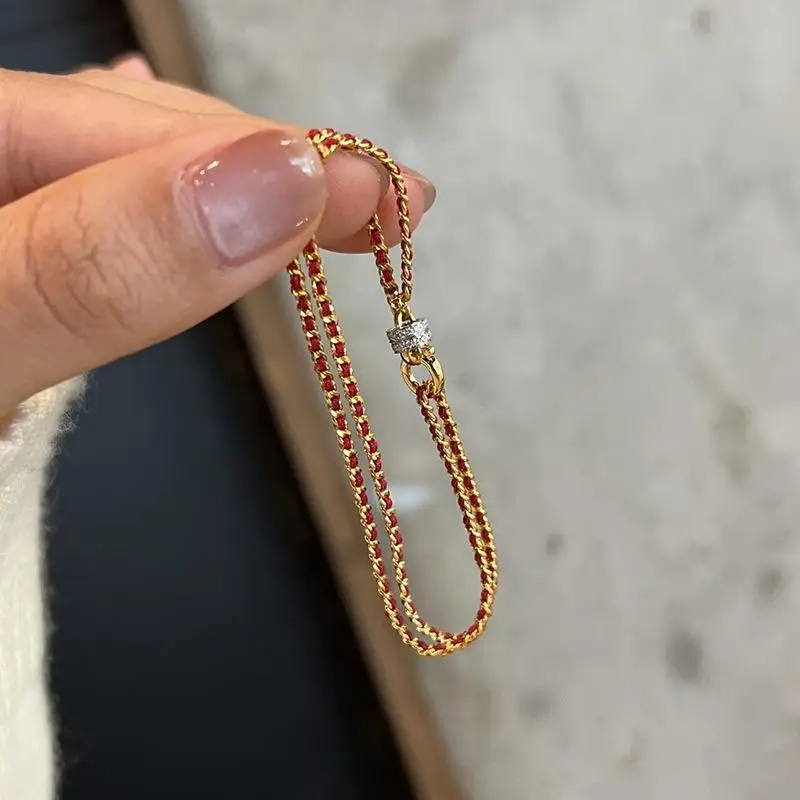 New in Simple Double Layer Dot Diamond Chain Exquisite Bracelet Charm Little Red Rope Bracelets for women Party Jewelry Gift