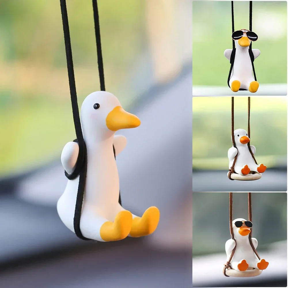 Car Fragrance Gypsum Cute Anime Swing Duck Pendant Auto Rearview Mirror Ornaments Birthday Gift Auto Decoraction Car Accessorie