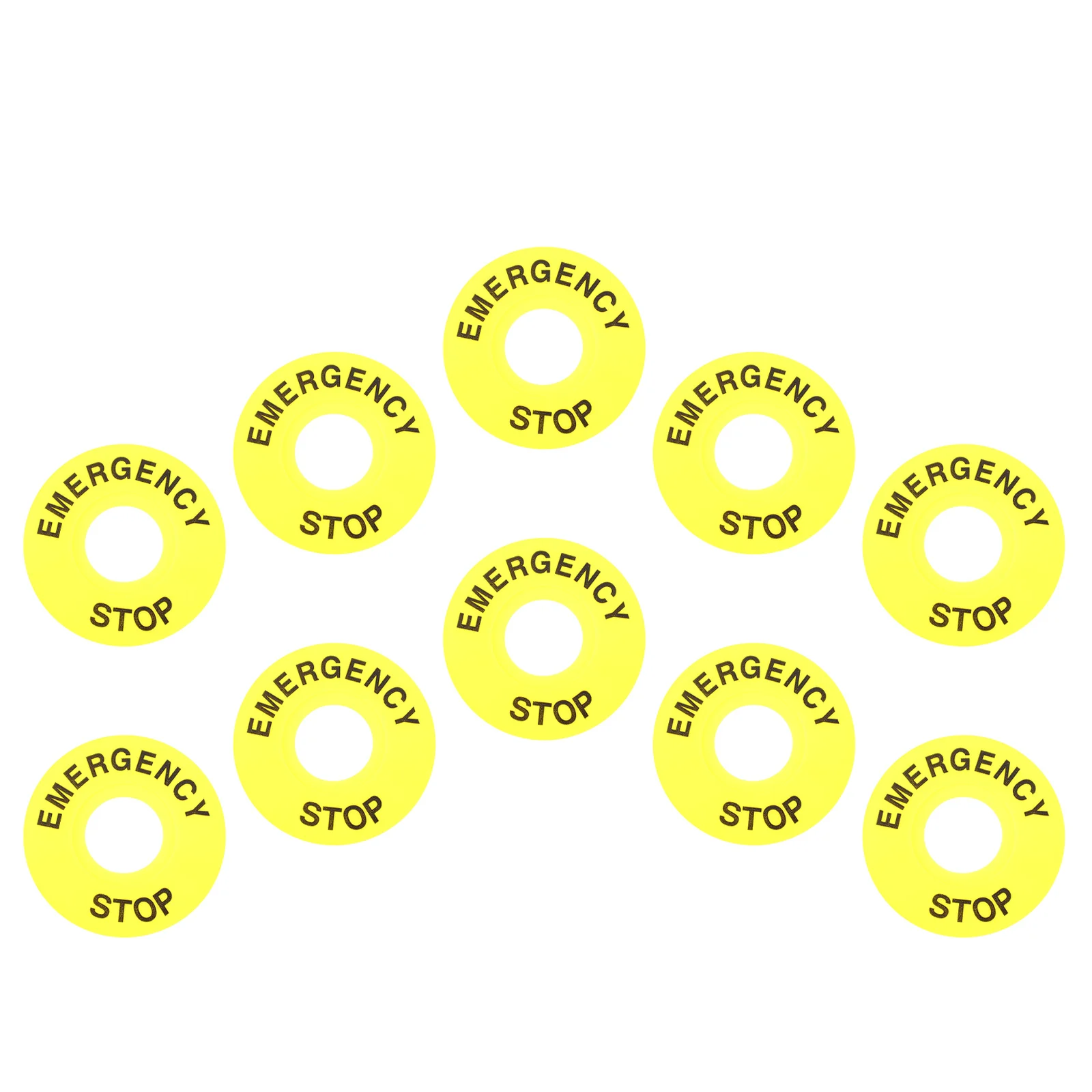 

10Pcs Heavy Duty Circular Warning Ring 60Mm X 22Mm Yellow Emergency Push Button Sign for Stop Switch Replacement Part