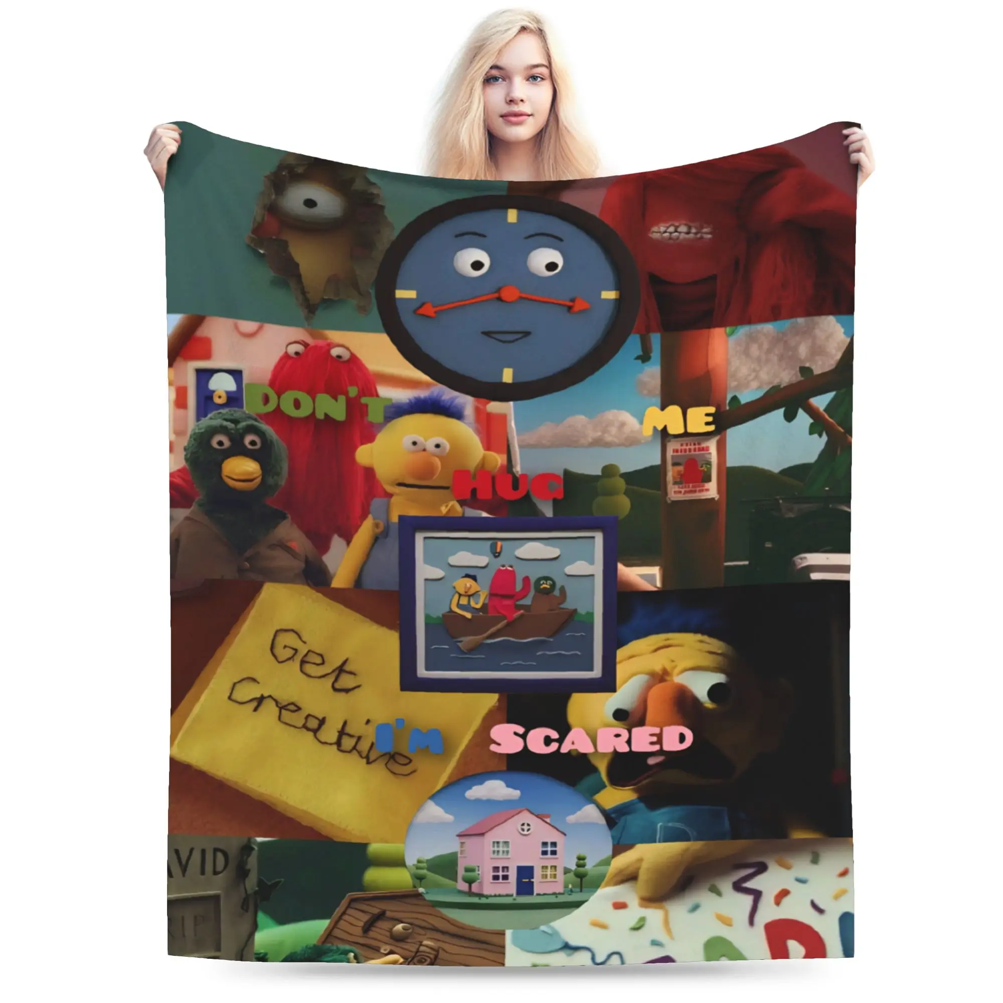 Stylish Don't Hug Me I'm Scared Blanket Super Soft Fleece  Cozy Throw Blankets Machine Washable