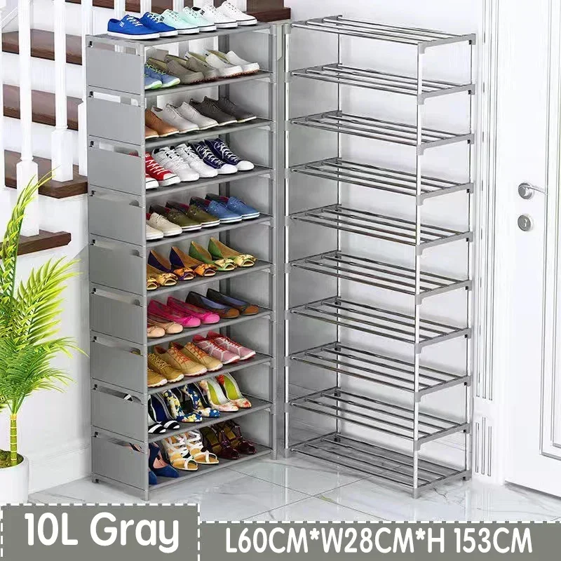 Rack Steel Tube Shoe Cabinet Hallway Entryway Storage  Space Saving Stand Holder Living Room Furniture