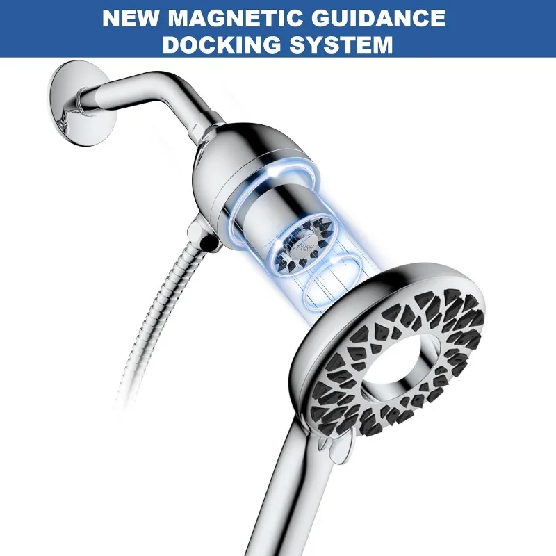 Shower Head with Handheld High , Magnetic Set Up 6 Spray Modes with Magnetic Docking System (Chrome)