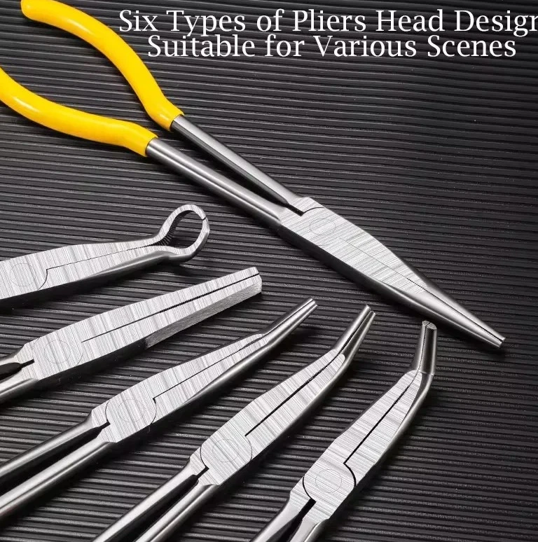 

Механическое оборудование, инструмент для ручного удаления, гаечные зажимы, комплект для ухода за автомобилем, автомобильные аксессуары, 11 дюймов, удлиненные плоскогубцы, прямой изогнутый наконечник