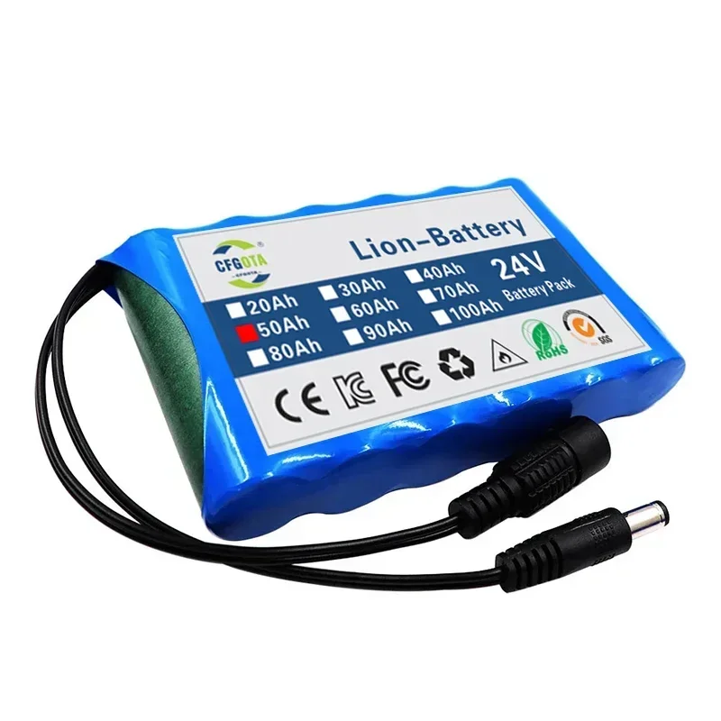 リチウムイオン電池12.6 V,100% Ah DC,閉回路,オリジナル,24V, 6S1P, 100000mAh,新品