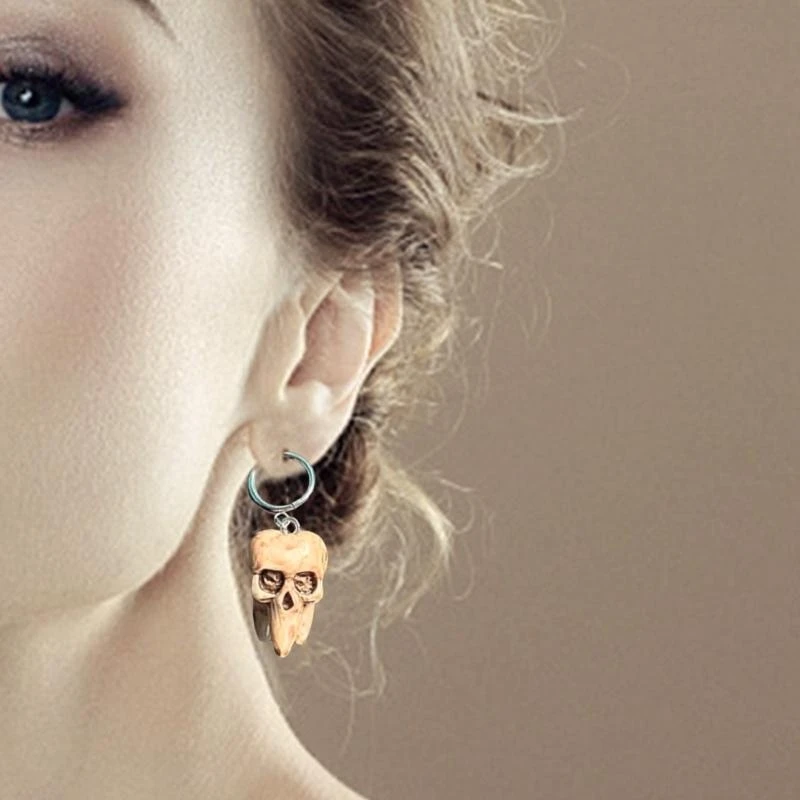 Fashionable Sturdy Resin Gothics Skull Hoop Earrings Punk Styles Handmade Craft Supplies Dark Horror Jewelry Women