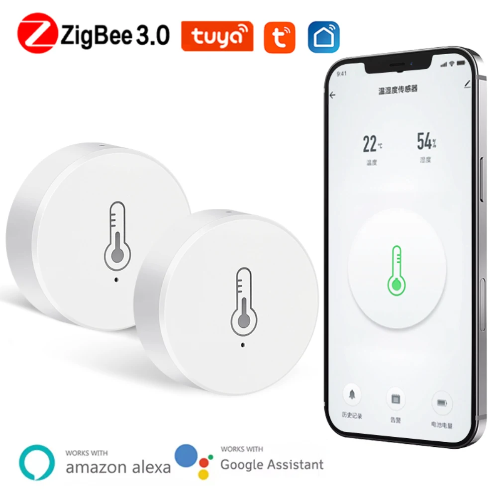 

Tuya ZigBee Smart Temperature And Humidity Sensor Battery Powered APP Smart Life Smart Home Control For Alexa Google Home IFTTT