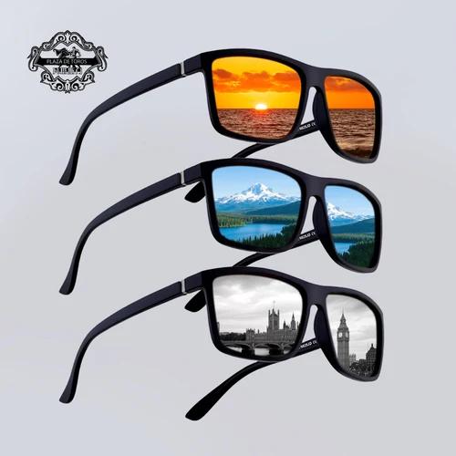 Imagen 2 del producto Gafas de sol polarizadas cuadradas clásicas para hombre y mujer, lentes de sol Retro negras, moda masculina y femenina, gafas de sol antideslumbrantes para conducir UV400