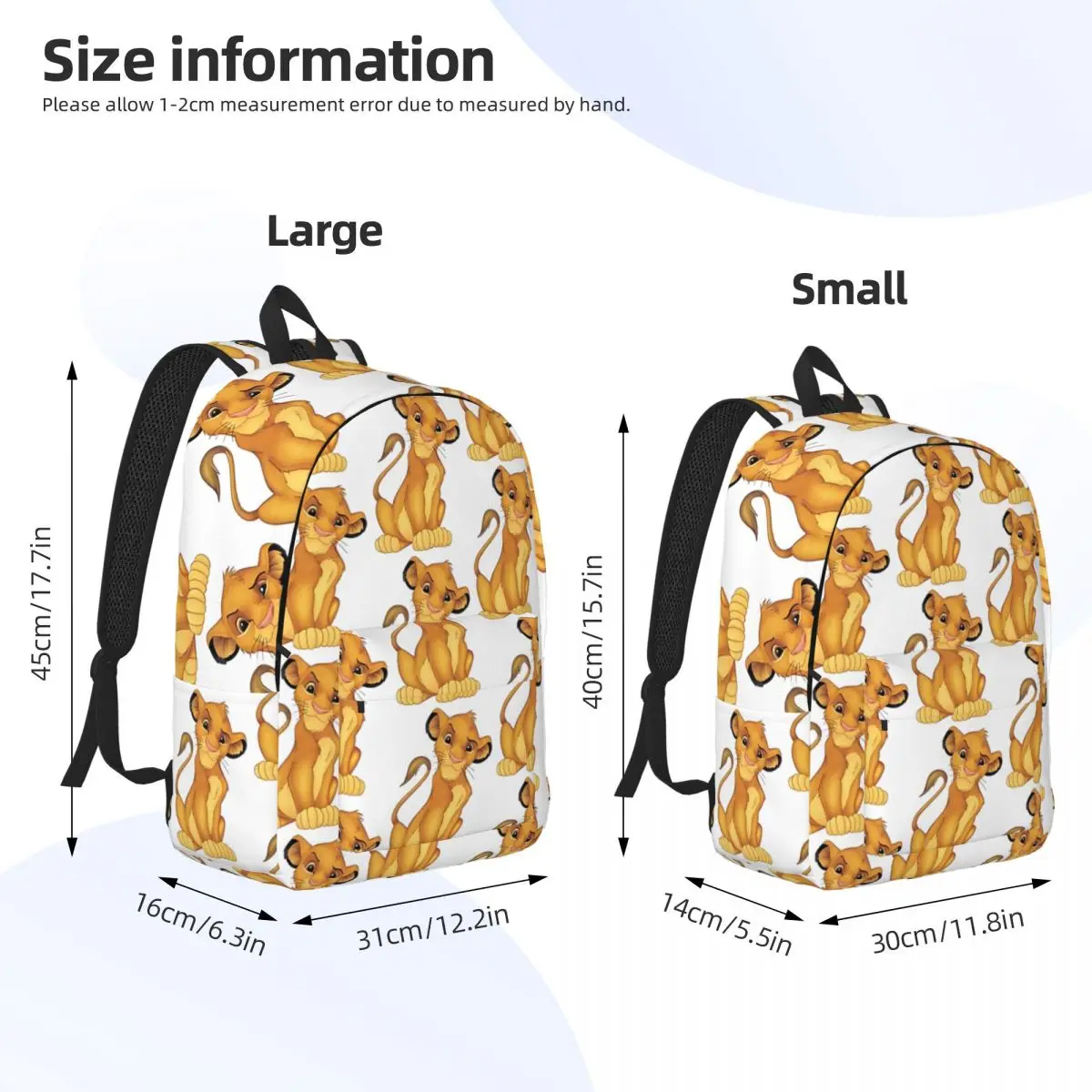 Gift The Lion King Zipper Closure Daypack Disney The Lion King Film Kawaii Office Workers Rucksack Hiking