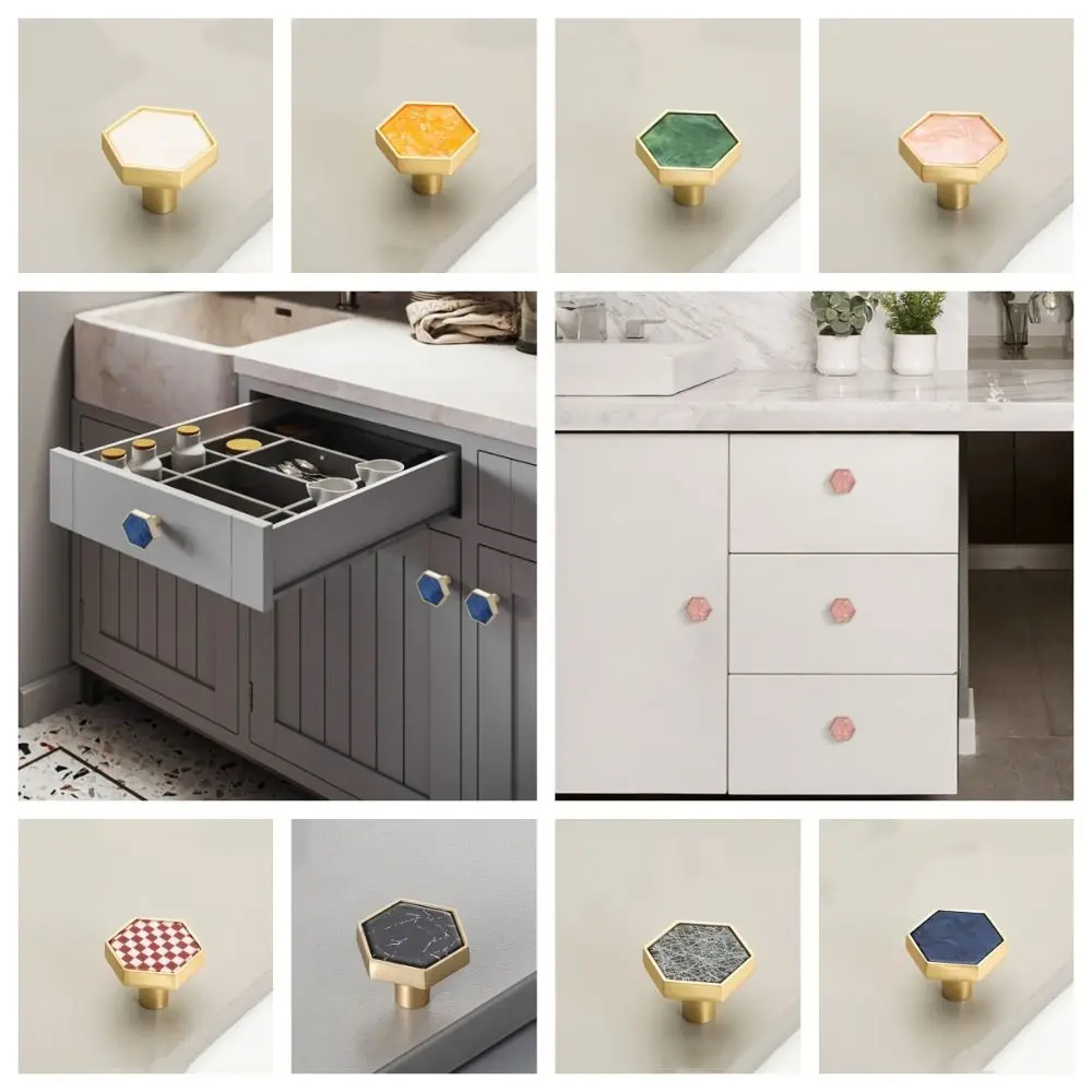 

Minimalist Single Hole Cabinet Knob Nordic Modern Zinc alloy Door Pull Handles Colorful Hexagonal Drawer Knobs Wine Cabinet