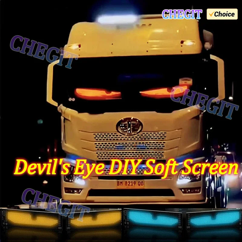 Devil Eyes Light for Cars, Programmable Flex Car LED Display for Car Eyes, DIY Car Dynamic LED Smart Colorful Eye Lamp Soft