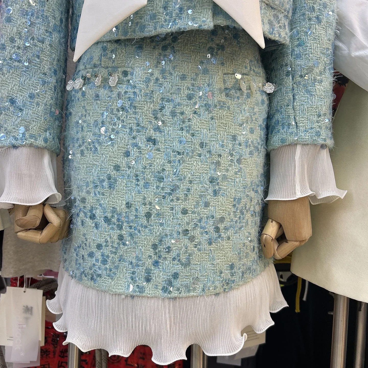 Women 2025 Early Autumn Unique Beautiful Sets High-end Sequin Beaded Diamond Small Fragrant Short Style Skirts Two-piece Sets