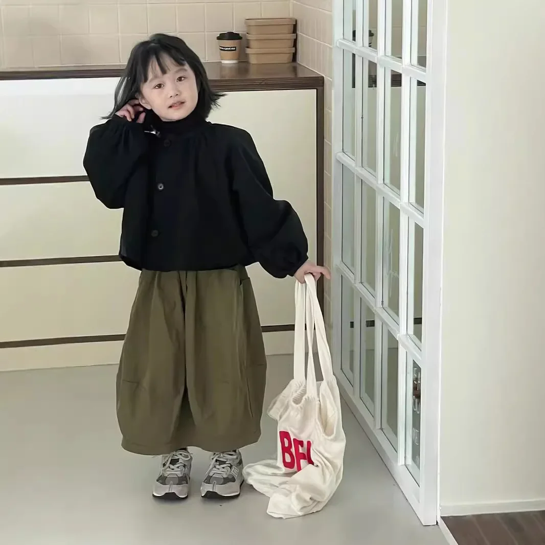 Japanese Children's Clothing Girls' Autumn New Item Korean Version Flower Bud Half Body Long Skirt Workwear Skirt Tube Skirt