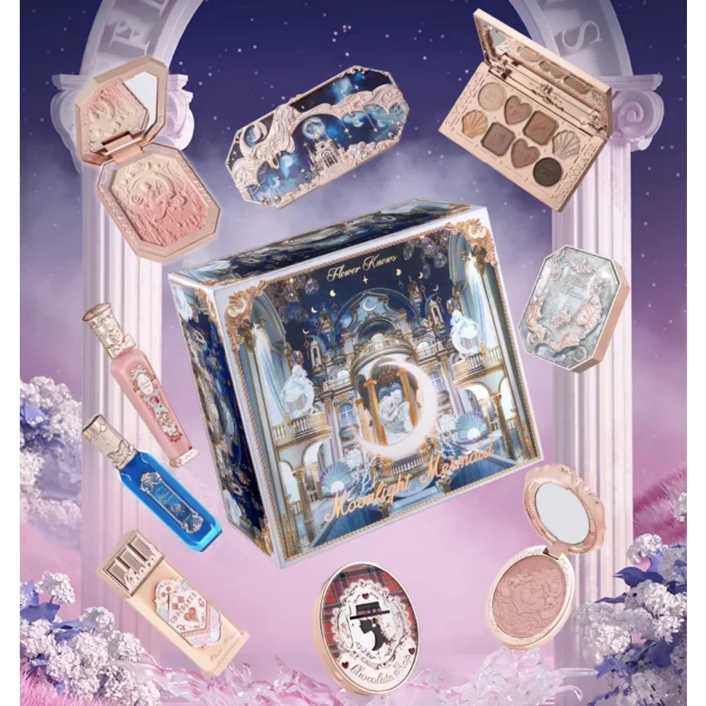 フラワーノーズ ムーンライトマーメイド コスメティック アイシャドウ ブラッシャー リップグロス アイライナーペンセット マット 長持ちメイク コスメセット