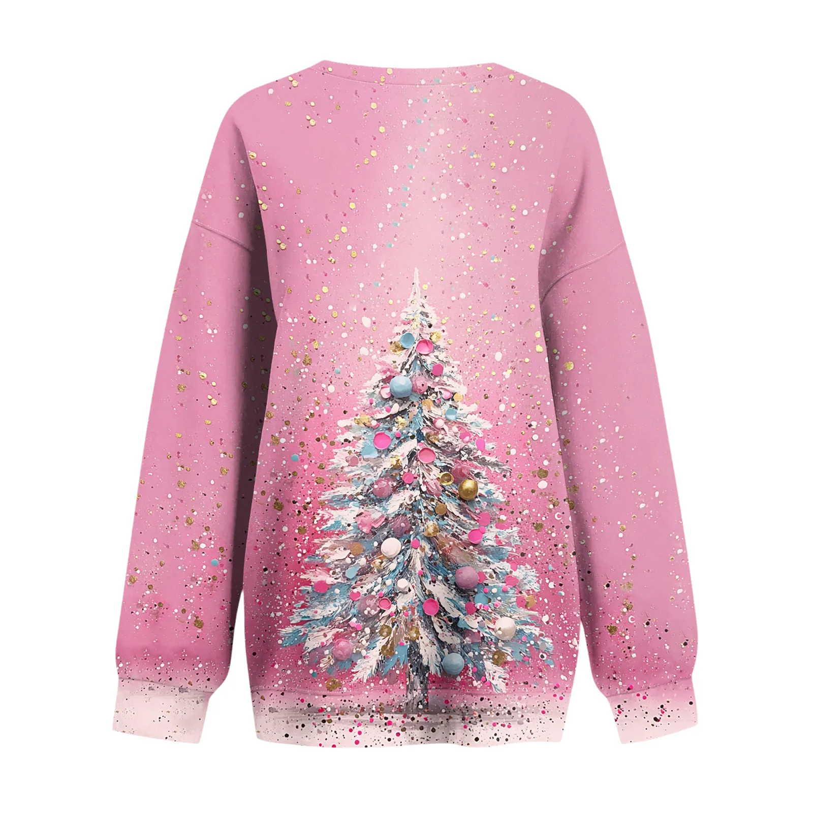 Damen-Sweatshirt mit V-Ausschnitt, Weihnachtsdruck, langärmelig, Retro-Top, Outdoor, Festival, Pendeln, Party, Treffen, lässige Mode