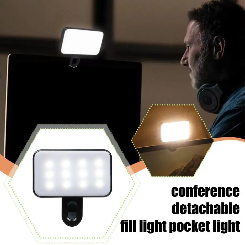 Conference Detachable Fill Light Pocket Light Mini Video Photography Vlog Selfie Light Live Lamp Fill Adjustable Streaming S5J5