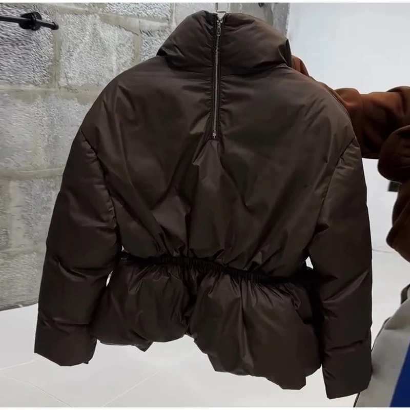 Elegant Cotton Warm Women's Jacket Autumn Winter Loose Full Sleeve Zipper Stand Collar Thicken Coats 2026 Waist Outwear Lady