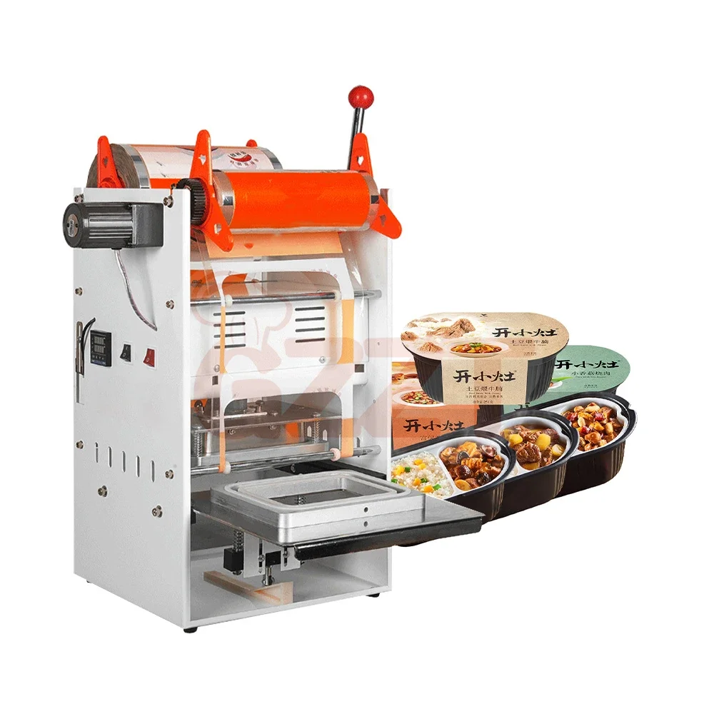 Hand Pressure Manual Tray Sealer Desktop Fast Food Box Roll Film Sealing Machine Automatic Aluminum Heat Sealing Machine