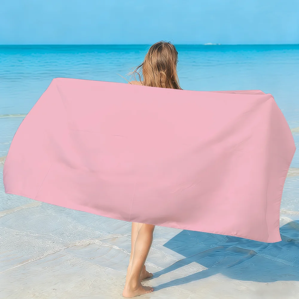 Solid Colors Towel Soft Lightweight Anti-Sand Large Beach Towel Quick-Drying Bath Sports Family