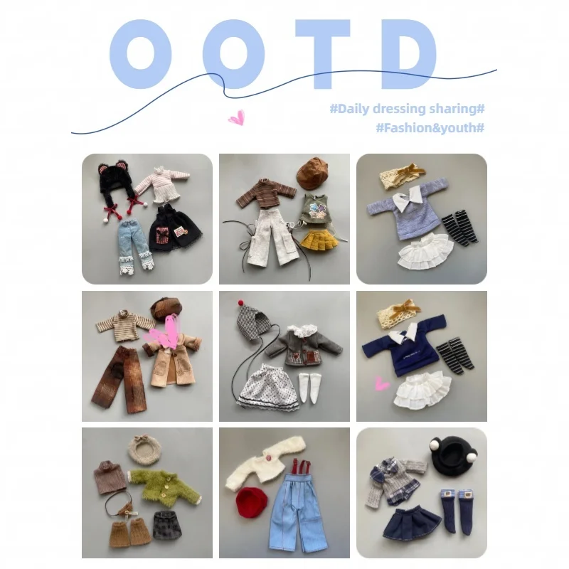 30 cm große BJD-Puppenkleidung: weicher, flauschiger Mantel + Hut + Rock, süße Outfits für 30 cm große Puppen als Geschenk