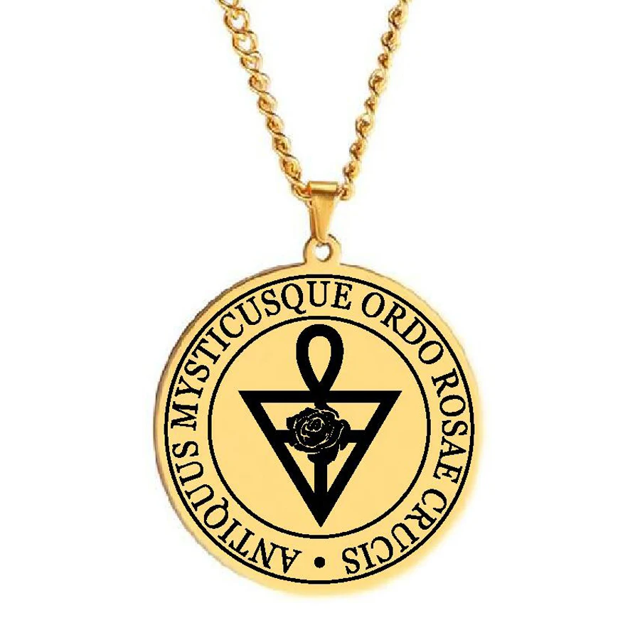 HLSS494 Ordem Rosacruz AMORC Ordo Rosae Crucis Antiquus Mysticusque Amulet Talisman Laser Cut Stainless Steel Pendant Necklace