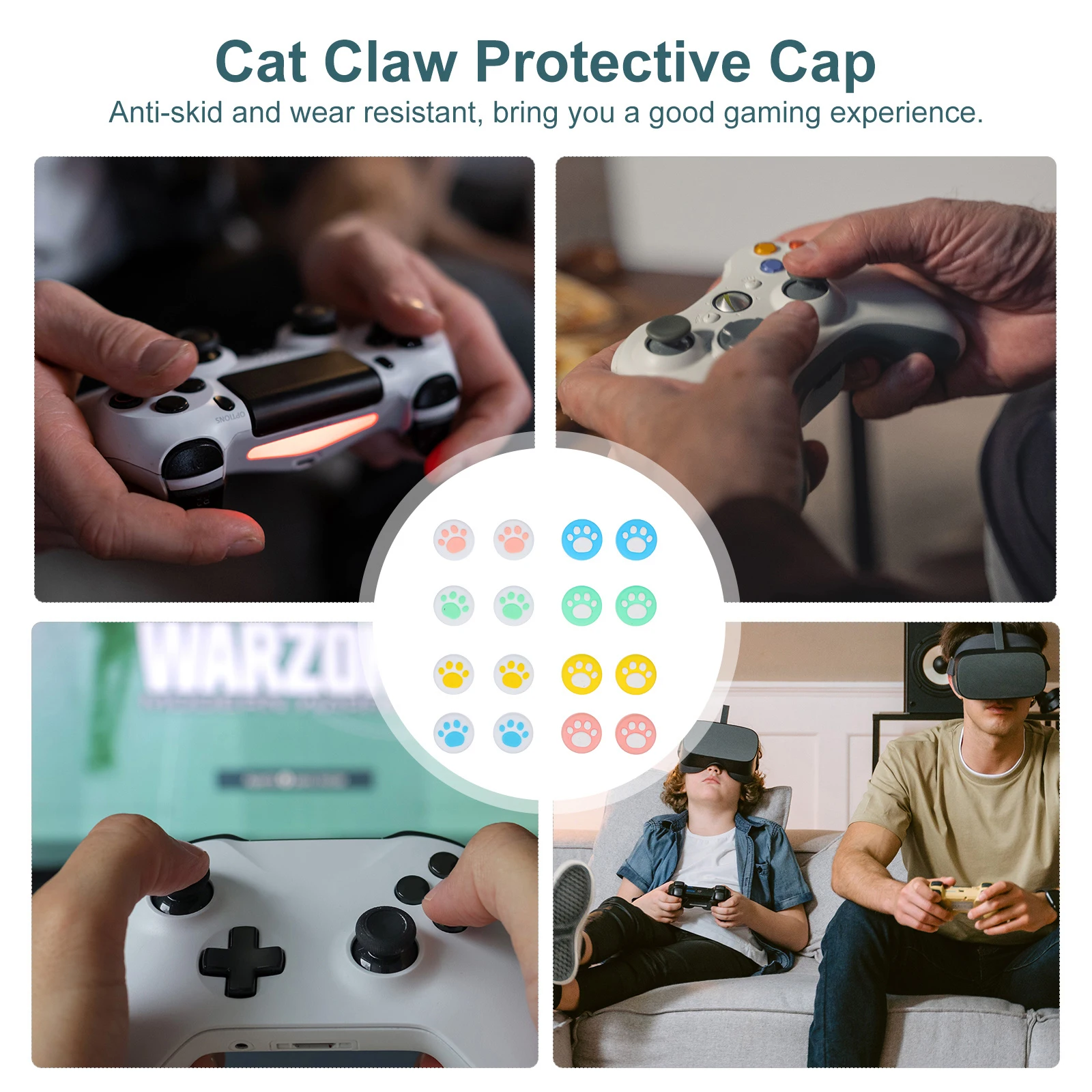 

16pcs Silicone Thumb Stick Covers Joystick Grip Caps For Game Machine Anti-Skid Wear Resistant Easy Claw Design