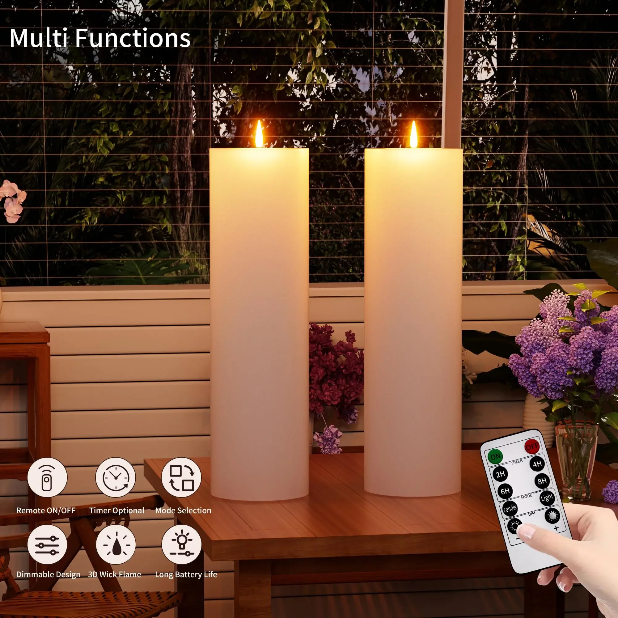 LED Large Electronic Candle Lights Waterproof Flickering LED Flameless Candle Christmas Patio Simulation Pillar Candle