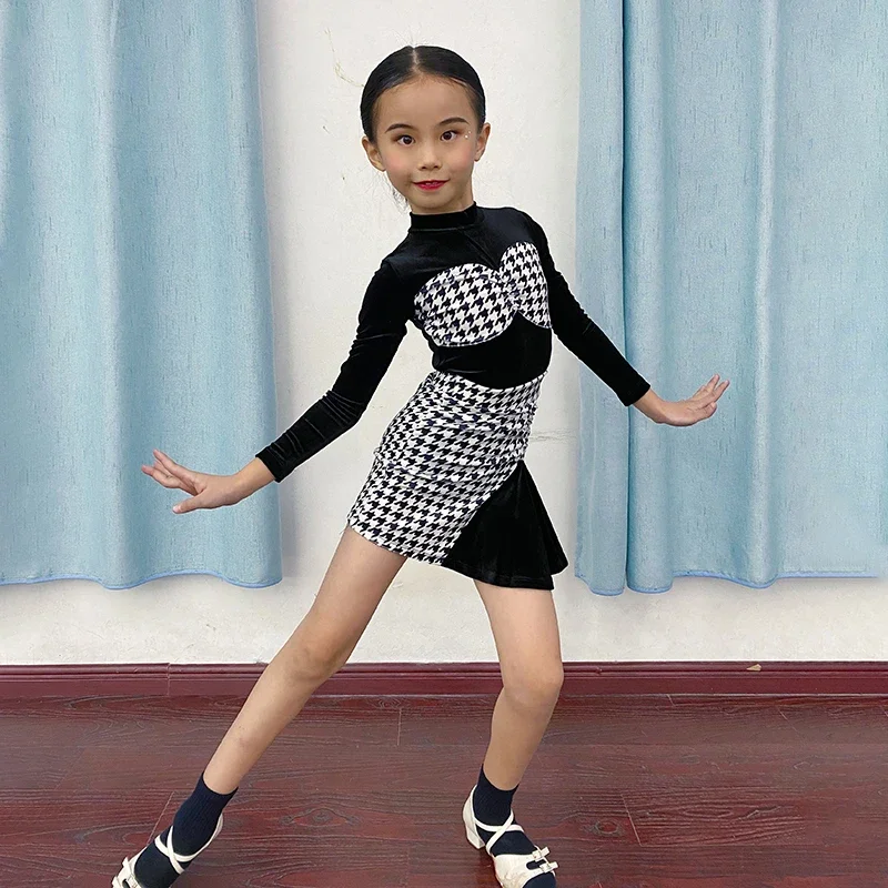 Latin Dance Apparel 2025 Autumn/Winter New High end Girls' and Children's Training Performance Dance Dress Printed Skirt