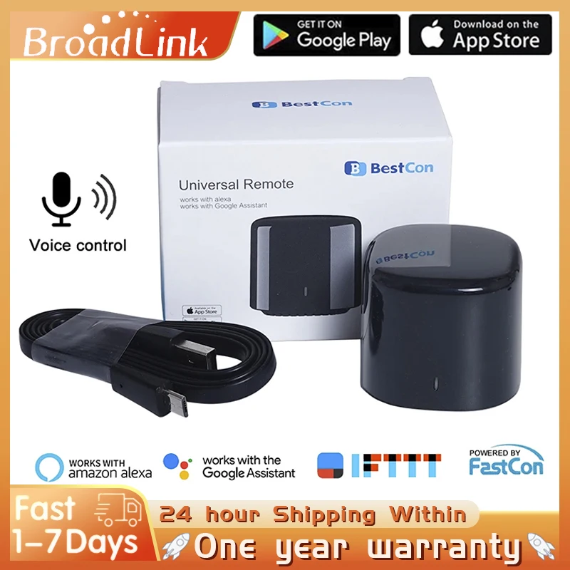 BroadLink RM4 BestCon RM4 mini WiFi Smart Universal Remote Voice Control TV Set-top Box with Google Home & Alexa Smart Home HUB