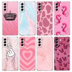 Rose Gold Pink Marble Queen Clear Phone Case For Samsung Galaxy S23 S22 5G S20 Ultra S21 FE 5G S10E S9 S8 S10 Plus Soft Cover