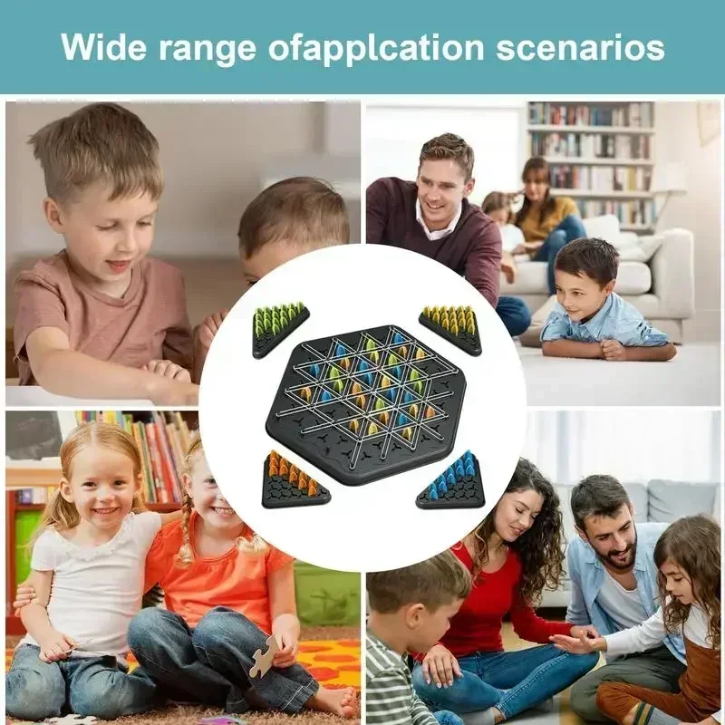 Geometry Chain Triangle Chess Puzzle Desktop Game, Family Interactive Battle Toys, Board Game Logical Thinking Rubber Band Game